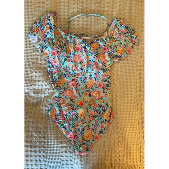 One piece Swimsuit Womens Off Shoulder Ruffled Collar Size ? See measurements - Picture 5 of 8